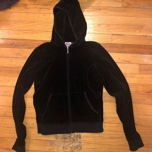 Black Velour Juicy Track Sweatshirt